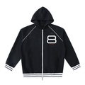 Striped Trim Zip-Up Hoodie