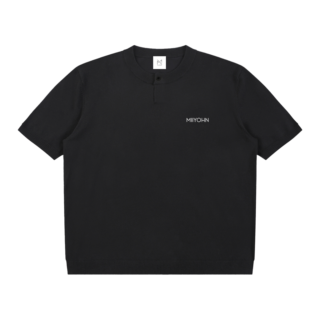 Cotton Knit Short Sleeve Henley T-Shirt