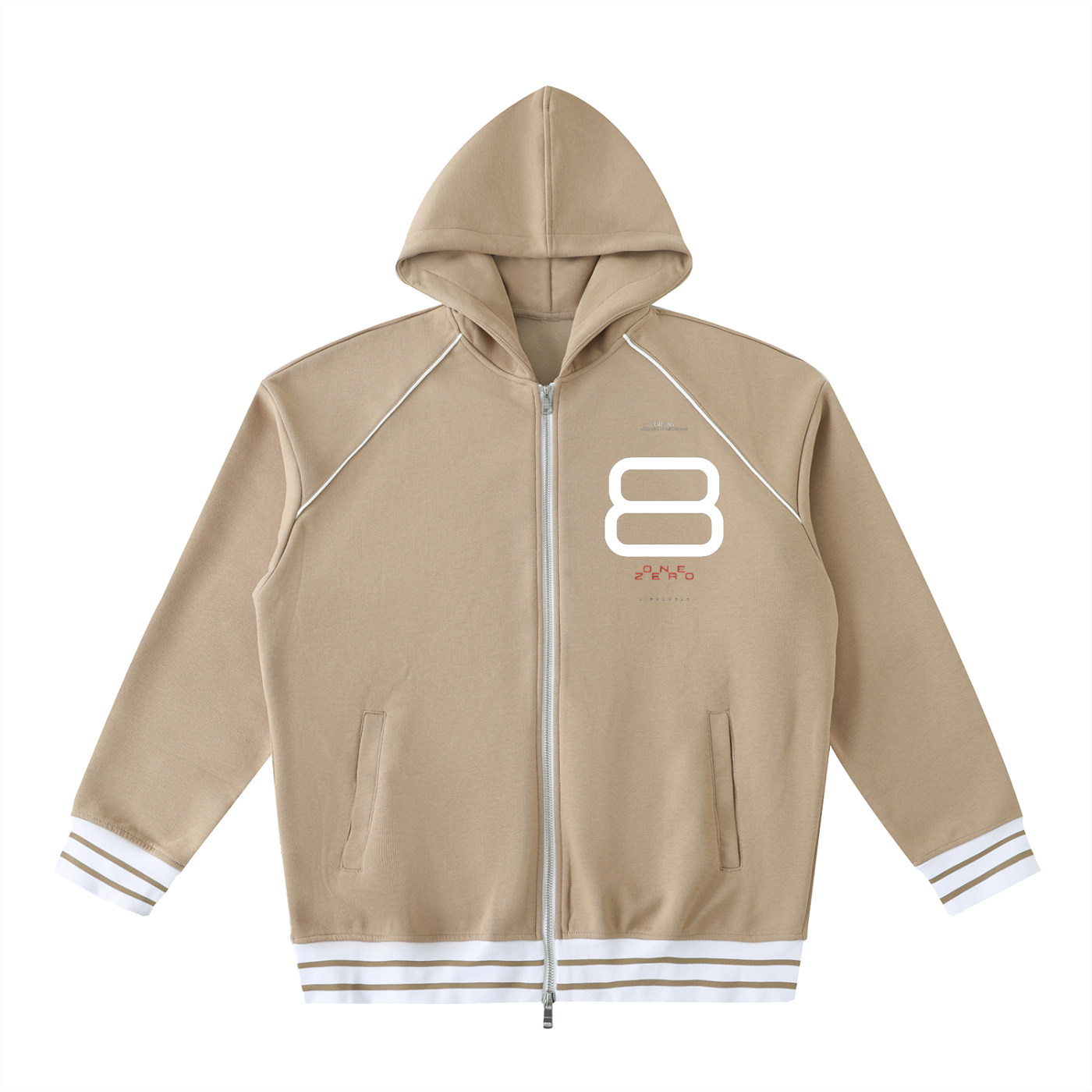 Striped Trim Zip-Up Hoodie